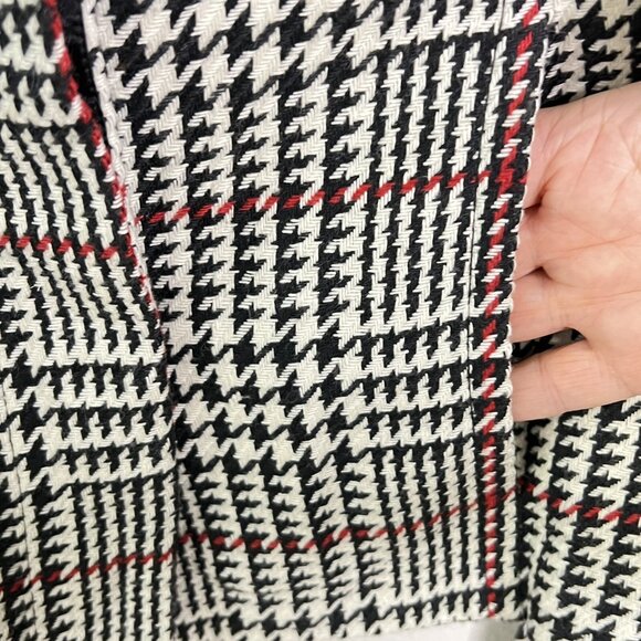 LAPIS ANTHROPOLOGIE Wool Blend Coat Womens L Black Houndstooth Large Lapel Y2K - Picture 10 of 14
